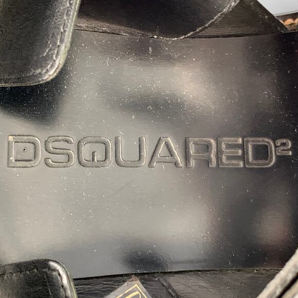 DSQUARED2 Size 8 Harley Black Silver Leather Buckle Sandals - Picture 7 of 8